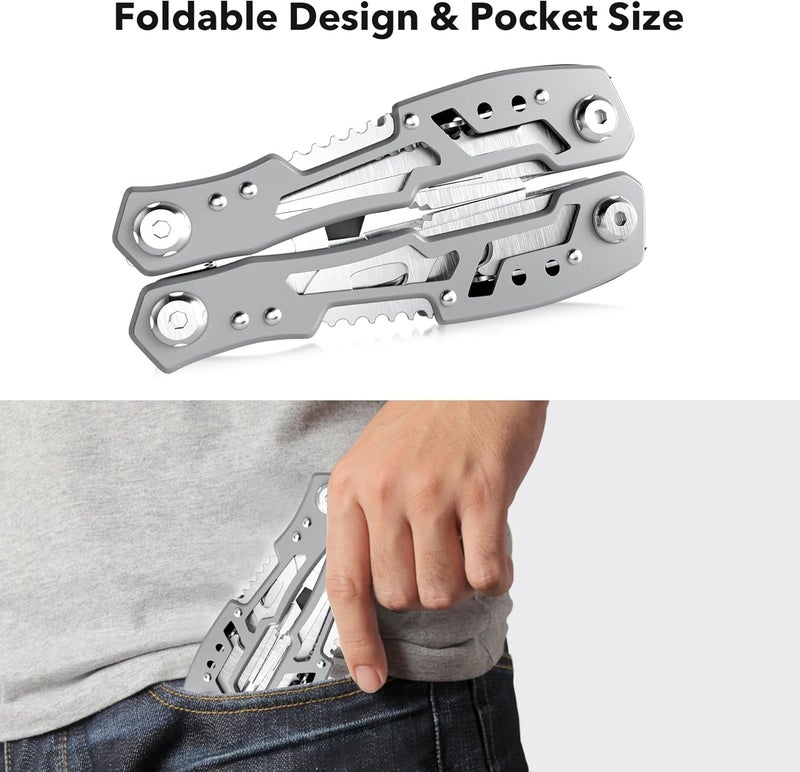 fangfo 14-In-1 Multitool Pliers，Premium Portable Multi Tool ，with Safety Locking Professional Stainless Steel Multitool Pliers Pocket Knife,Apply to Survival, Camping, Gifts for Dad Husband Boyfriend - Image 4